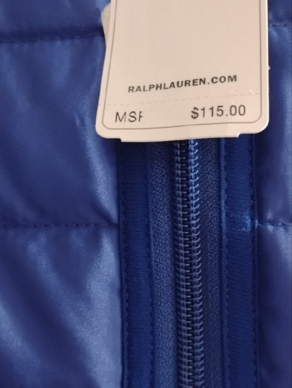 Lauren Ralph Lauren Blue Quilted Vest with Black Side Panels - Picture 2 of 5